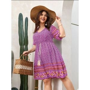 Shein purple boho style dress